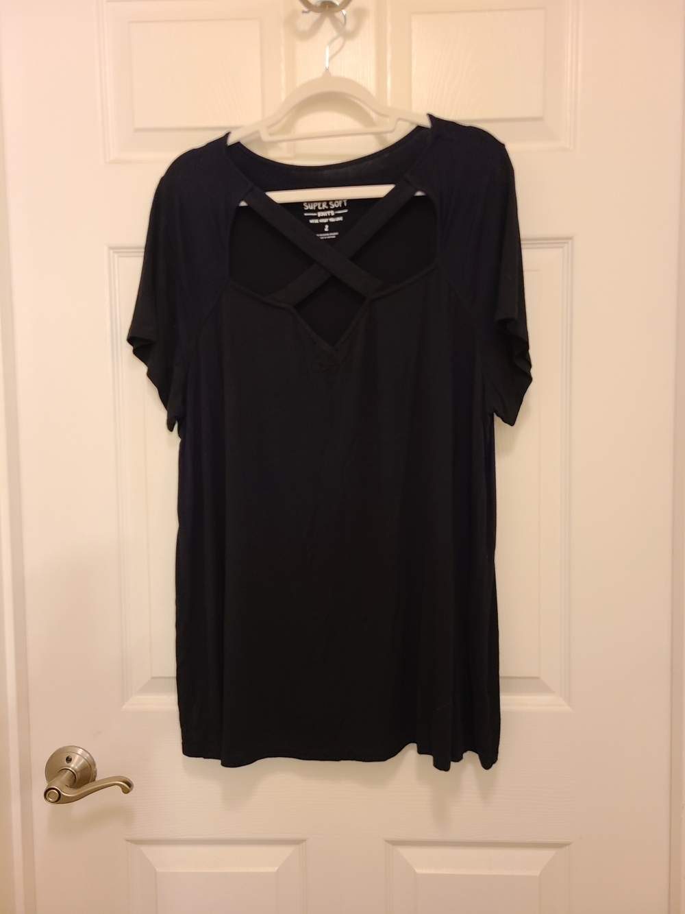 torrid Black Short-Sleeve Crisscross V-Neck Top